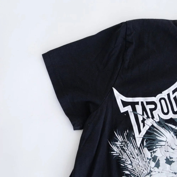 Vintage Tapout Y2K Black White Skull Puff Print Skull Grunge Short Sleeve Shirt - Picture 9 of 11